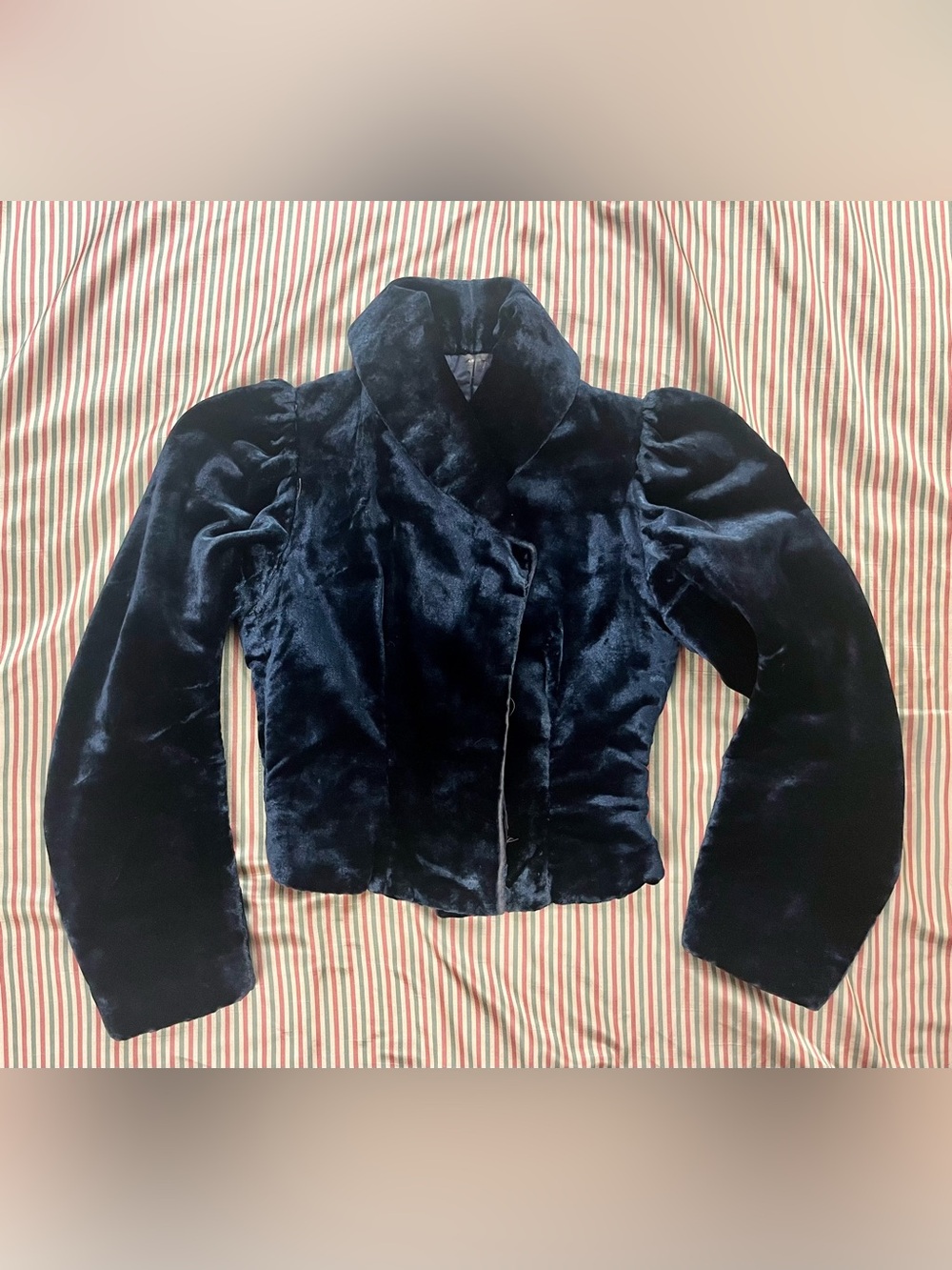 Victorian Antique 1880s 1890s Silk Black Velvet Jacket Women’s XXS